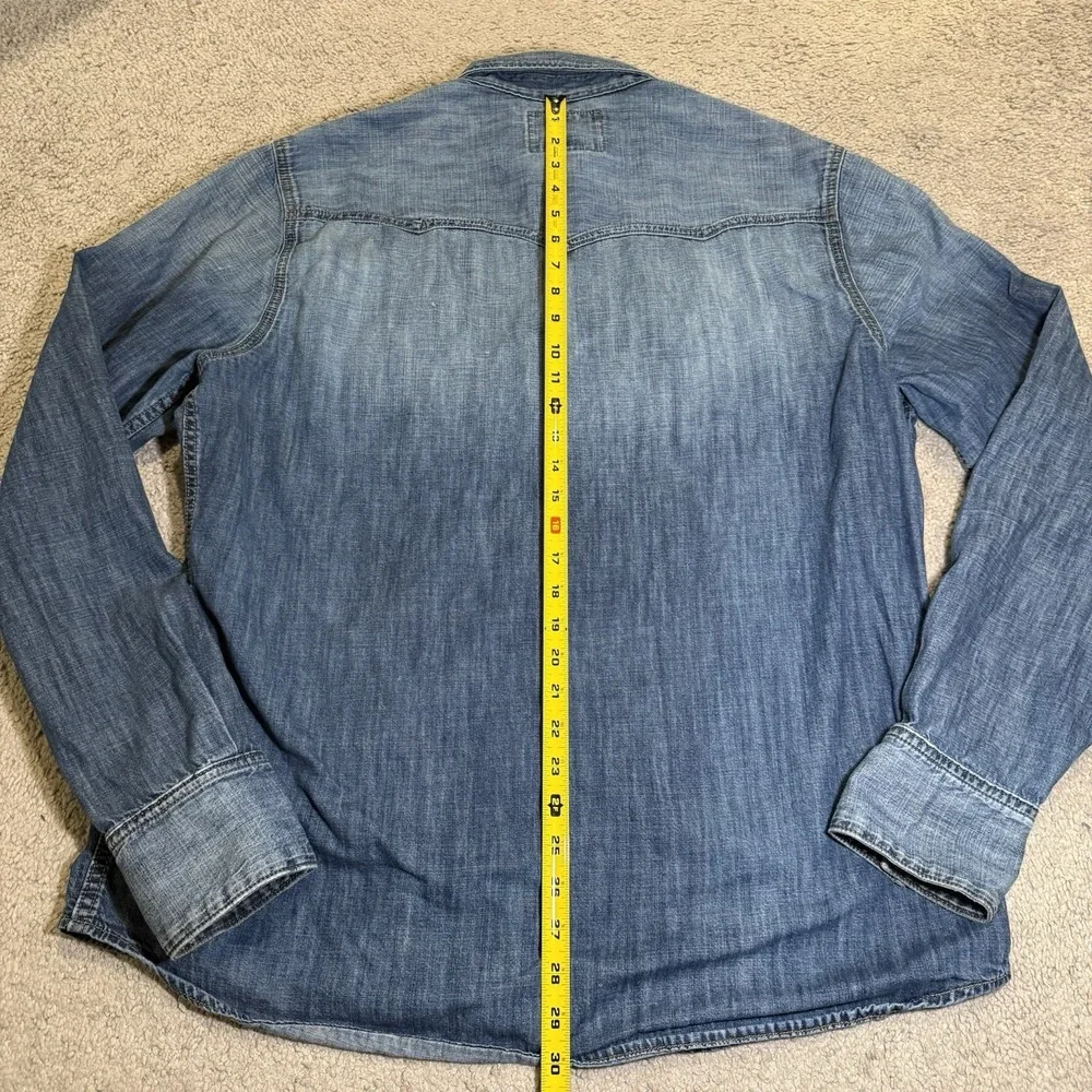 True Religion Jake Denim‎ Western Shirt Mens Blue Pearl Snap LS 3XL (Fits XL)